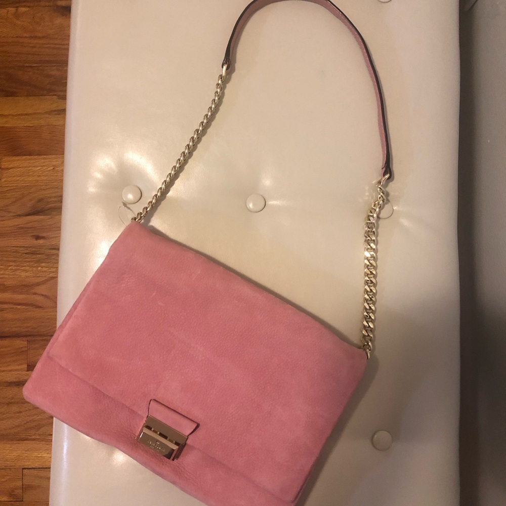 Kate Spade pink suede shoulder bag.
